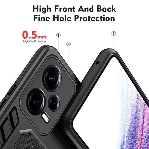 Xiaomi Redmi Note 12 5G / Xiaomi Poco X5 5G Θήκη Μαύρη Με Σταντ Variety Brave Armor Finger Loop Holder Phone Case Black