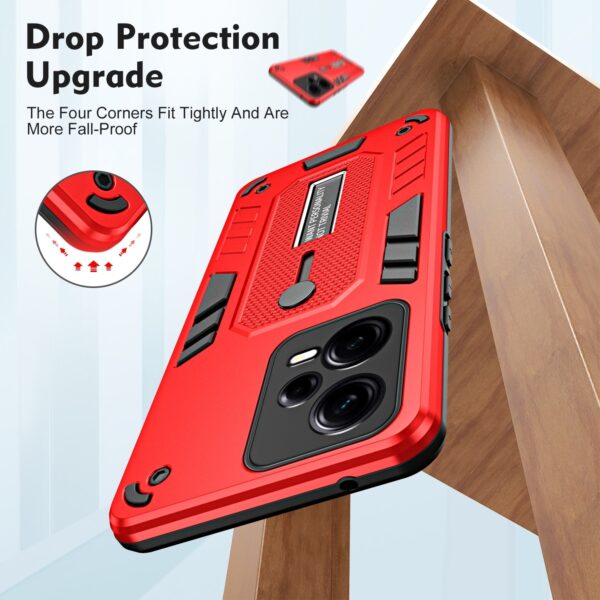 Xiaomi Redmi Note 12 5G / Xiaomi Poco X5 5G Θήκη Κόκκινη Με Σταντ Variety Brave Armor Finger Loop Holder Phone Case Red