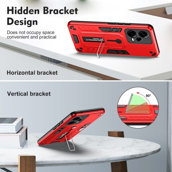 Xiaomi Redmi Note 12 5G / Xiaomi Poco X5 5G Θήκη Κόκκινη Με Σταντ Variety Brave Armor Finger Loop Holder Phone Case Red