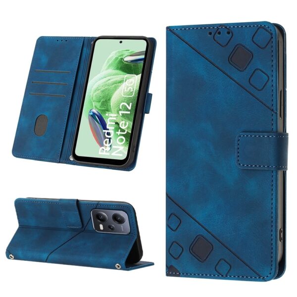 Xiaomi Redmi Note 12 5G / Xiaomi Poco X5 5G Θήκη Βιβλίο Μπλε Skin-feel Embossed Phone Case Blue