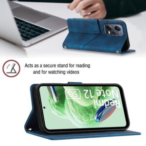 Xiaomi Redmi Note 12 5G / Xiaomi Poco X5 5G Θήκη Βιβλίο Μπλε Skin-feel Embossed Phone Case Blue