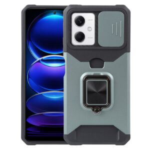 Xiaomi Redmi Note 12 5G / Xiaomi Poco X5 5G Θήκη Σκούρο Πράσινη Με Σταντ Camera Shield Card Slot Phone Case with Ring Holder