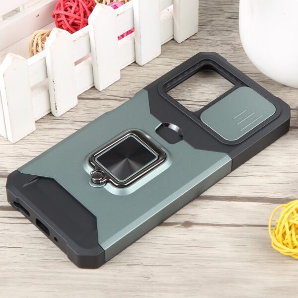 Xiaomi Redmi Note 12 5G / Xiaomi Poco X5 5G Θήκη Σκούρο Πράσινη Με Σταντ Camera Shield Card Slot Phone Case with Ring Holder