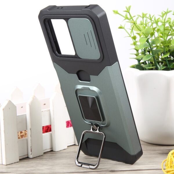 Xiaomi Redmi Note 12 5G / Xiaomi Poco X5 5G Θήκη Σκούρο Πράσινη Με Σταντ Camera Shield Card Slot Phone Case with Ring Holder