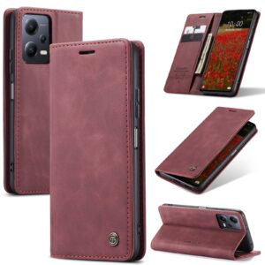 Xiaomi Redmi Note 12 5G / Xiaomi Poco X5 5G Θήκη Βιβλίο Μπορντό CaseMe 013 Multifunctional Horizontal Flip Phone Case Wine Red