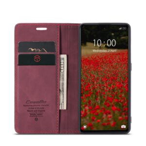 Xiaomi Redmi Note 12 5G / Xiaomi Poco X5 5G Θήκη Βιβλίο Μπορντό CaseMe 013 Multifunctional Horizontal Flip Phone Case Wine Red