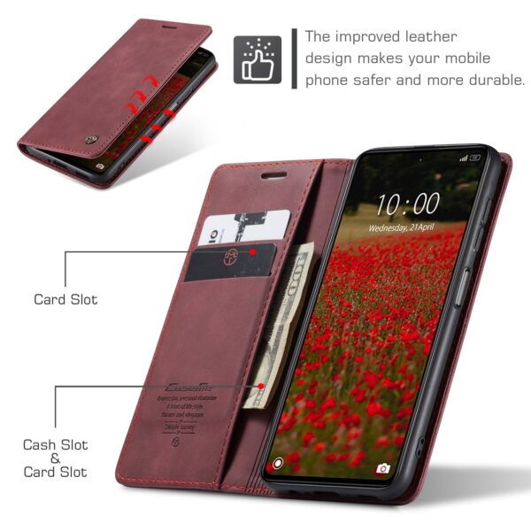 Xiaomi Redmi Note 12 5G / Xiaomi Poco X5 5G Θήκη Βιβλίο Μπορντό CaseMe 013 Multifunctional Horizontal Flip Phone Case Wine Red