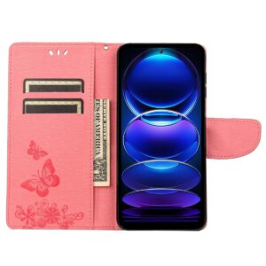 Xiaomi Redmi Note 12 5G / Xiaomi Poco X5 5G Θήκη Βιβλίο Ροζ Butterfly Embossed Horizontal Flip Phone Case Pink