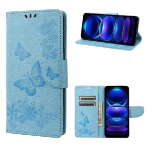 Xiaomi Redmi Note 12 5G / Xiaomi Poco X5 5G Θήκη Βιβλίο Μπλε Butterfly Embossed Horizontal Flip Phone Case Blue