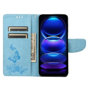 Xiaomi Redmi Note 12 5G / Xiaomi Poco X5 5G Θήκη Βιβλίο Μπλε Butterfly Embossed Horizontal Flip Phone Case Blue