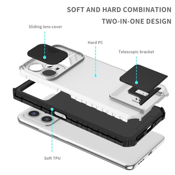 Xiaomi Redmi Note 12 5G / Xiaomi Poco X5 5G Θήκη Λευκή Stereoscopic Holder Sliding Camshield Phone Case White
