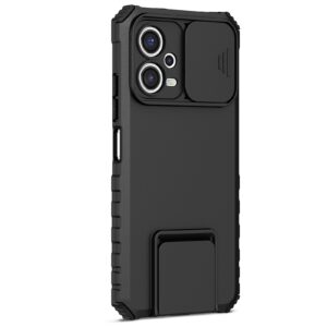 Xiaomi Redmi Note 12 5G / Xiaomi Poco X5 5G Θήκη Μαύρη Stereoscopic Holder Sliding Camshield Phone Case Black