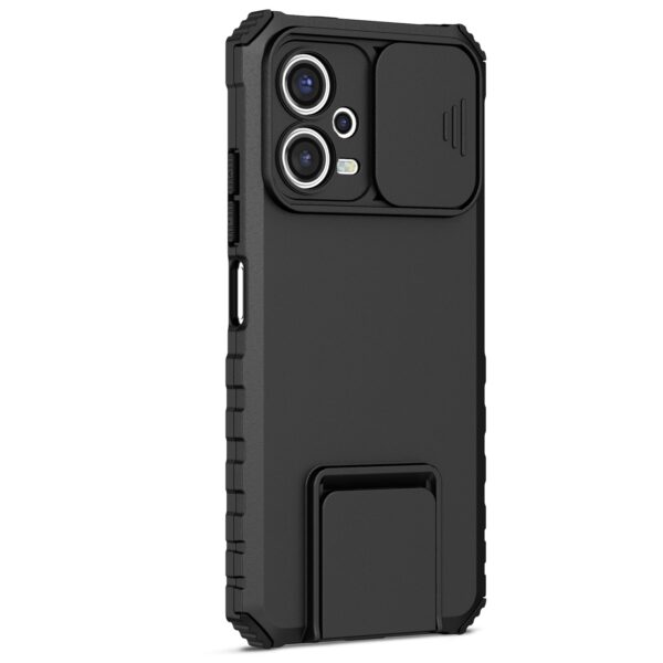 Xiaomi Redmi Note 12 5G / Xiaomi Poco X5 5G Θήκη Μαύρη Stereoscopic Holder Sliding Camshield Phone Case Black