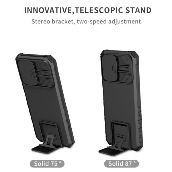 Xiaomi Redmi Note 12 5G / Xiaomi Poco X5 5G Θήκη Μαύρη Stereoscopic Holder Sliding Camshield Phone Case Black
