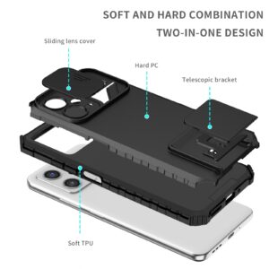 Xiaomi Redmi Note 12 5G / Xiaomi Poco X5 5G Θήκη Μαύρη Stereoscopic Holder Sliding Camshield Phone Case Black