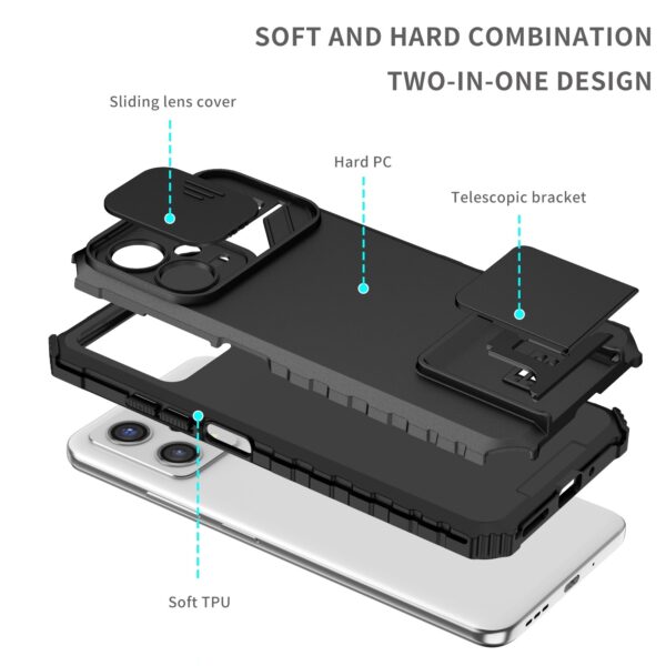 Xiaomi Redmi Note 12 5G / Xiaomi Poco X5 5G Θήκη Μαύρη Stereoscopic Holder Sliding Camshield Phone Case Black