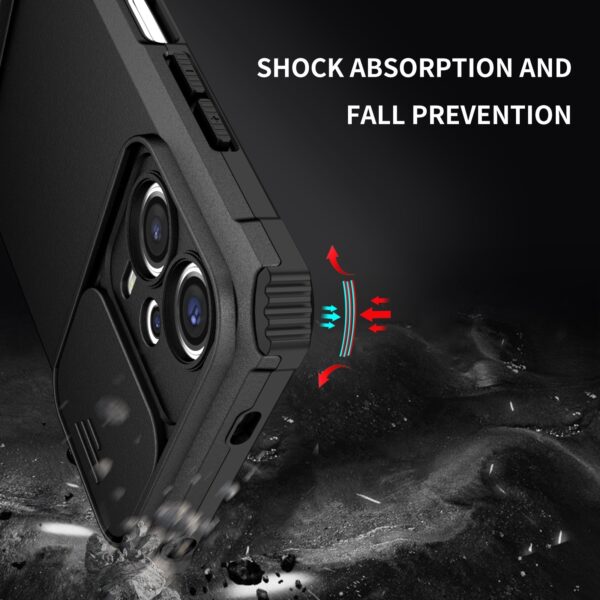 Xiaomi Redmi Note 12 5G / Xiaomi Poco X5 5G Θήκη Μαύρη Stereoscopic Holder Sliding Camshield Phone Case Black
