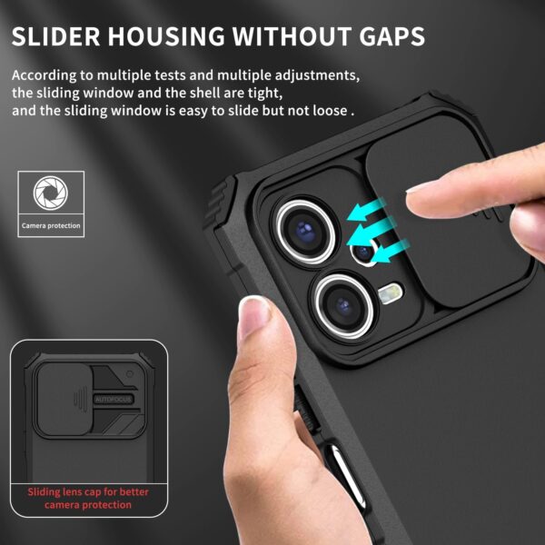 Xiaomi Redmi Note 12 5G / Xiaomi Poco X5 5G Θήκη Μαύρη Stereoscopic Holder Sliding Camshield Phone Case Black