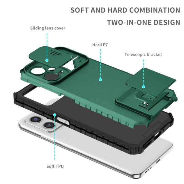 Xiaomi Redmi Note 12 5G / Xiaomi Poco X5 5G Θήκη Πράσινη Stereoscopic Holder Sliding Camshield Phone Case Green