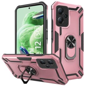 Xiaomi Redmi Note 12 5G / Xiaomi Poco X5 5G Θήκη Ροζ - Χρυσή Με Σταντ Warship Armor 2 in 1 Shockproof Phone Case Rose - Gold