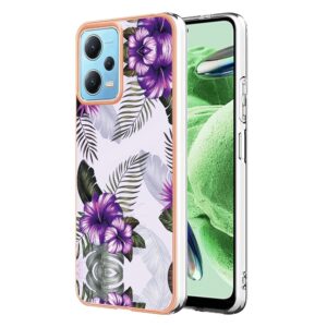 Xiaomi Redmi Note 12 5G / Xiaomi Poco X5 5G Θήκη Σιλικόνης Μωβ Λουλούδια Electroplating IMD TPU Phone Case Purple Flower