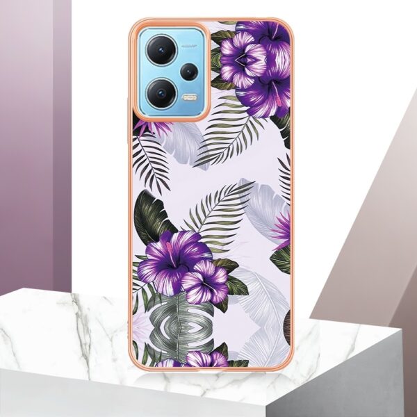 Xiaomi Redmi Note 12 5G / Xiaomi Poco X5 5G Θήκη Σιλικόνης Μωβ Λουλούδια Electroplating IMD TPU Phone Case Purple Flower