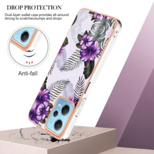 Xiaomi Redmi Note 12 5G / Xiaomi Poco X5 5G Θήκη Σιλικόνης Μωβ Λουλούδια Electroplating IMD TPU Phone Case Purple Flower