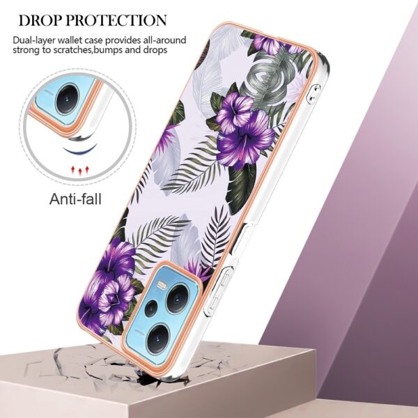 Xiaomi Redmi Note 12 5G / Xiaomi Poco X5 5G Θήκη Σιλικόνης Μωβ Λουλούδια Electroplating IMD TPU Phone Case Purple Flower