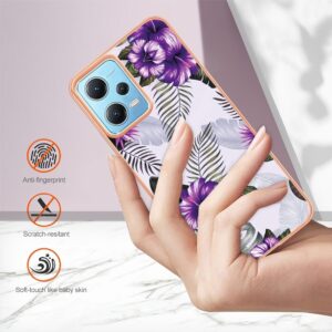 Xiaomi Redmi Note 12 5G / Xiaomi Poco X5 5G Θήκη Σιλικόνης Μωβ Λουλούδια Electroplating IMD TPU Phone Case Purple Flower