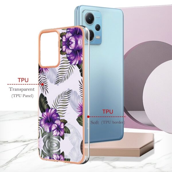 Xiaomi Redmi Note 12 5G / Xiaomi Poco X5 5G Θήκη Σιλικόνης Μωβ Λουλούδια Electroplating IMD TPU Phone Case Purple Flower
