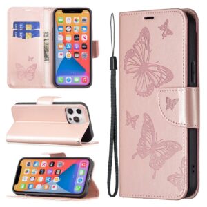 Xiaomi 13 Lite 5G Θήκη Βιβλίο Ροζ - Χρυσό Two Butterflies Embossing Phone Case Rose - Gold