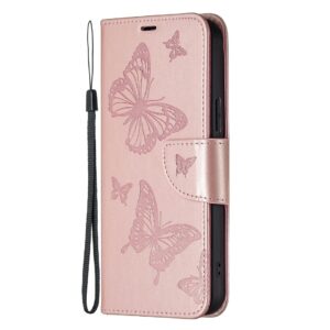 Xiaomi 13 Lite 5G Θήκη Βιβλίο Ροζ - Χρυσό Two Butterflies Embossing Phone Case Rose - Gold