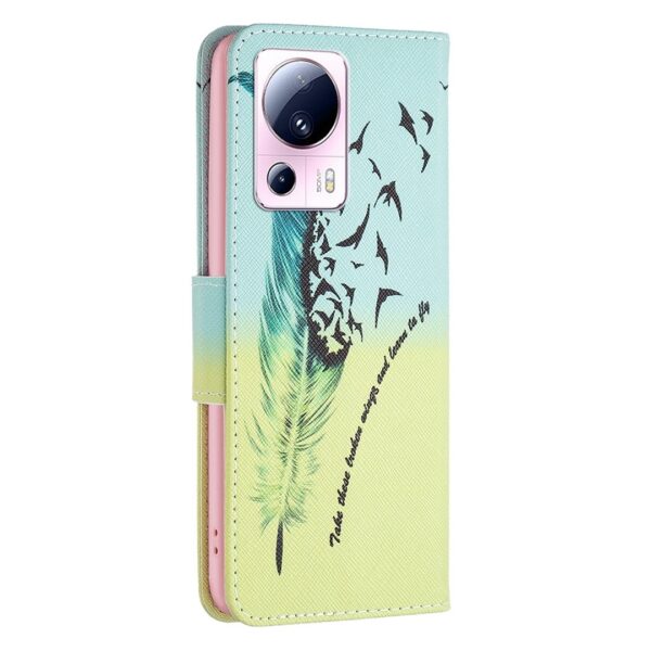 Xiaomi 13 Lite 5G Θήκη Βιβλίο Colored Drawing Pattern Phone Case Feather