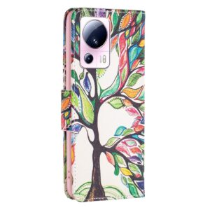 Xiaomi 13 Lite 5G Θήκη Βιβλίο Colored Drawing Pattern Phone Case Life Tree