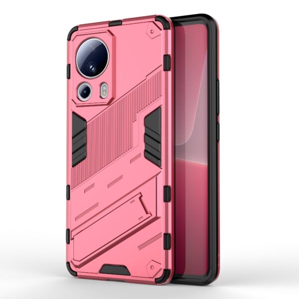 Xiaomi 13 Lite 5G Σκληρή Θήκη Απαλό Κόκκινη Με Σταντ Punk Armor 2 in 1 PC + TPU Shockproof Phone Case with Holder Light Red