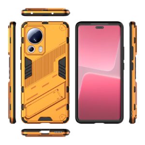 Xiaomi 13 Lite 5G Σκληρή Θήκη Πορτοκαλί Με Σταντ Punk Armor 2 in 1 PC + TPU Shockproof Phone Case with Holder Orange