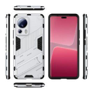 Xiaomi 13 Lite 5G Σκληρή Θήκη Λευκή Με Σταντ Punk Armor 2 in 1 PC + TPU Shockproof Phone Case with Holder White