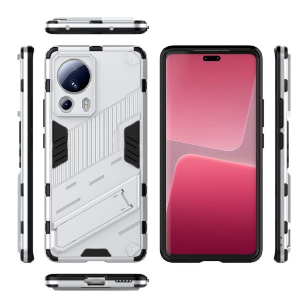 Xiaomi 13 Lite 5G Σκληρή Θήκη Λευκή Με Σταντ Punk Armor 2 in 1 PC + TPU Shockproof Phone Case with Holder White