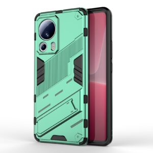 Xiaomi 13 Lite 5G Σκληρή Θήκη Πράσινη Με Σταντ Punk Armor 2 in 1 PC + TPU Shockproof Phone Case with Holder Green