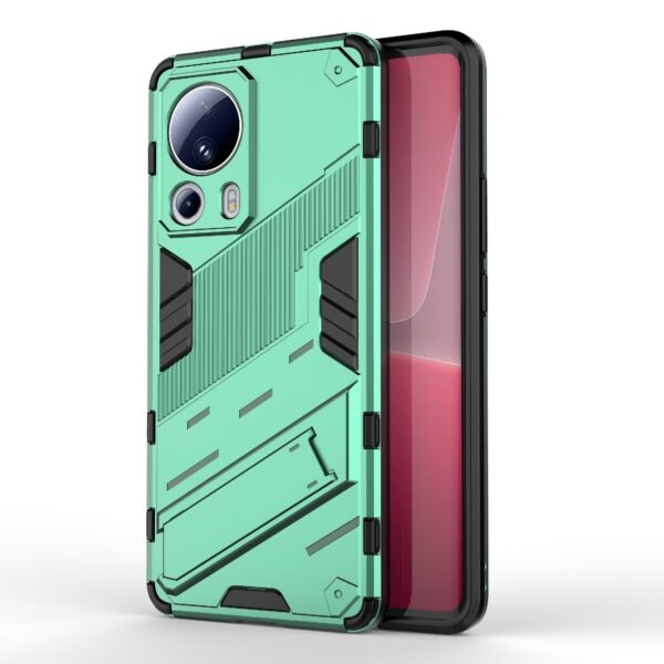 Xiaomi 13 Lite 5G Σκληρή Θήκη Πράσινη Με Σταντ Punk Armor 2 in 1 PC + TPU Shockproof Phone Case with Holder Green