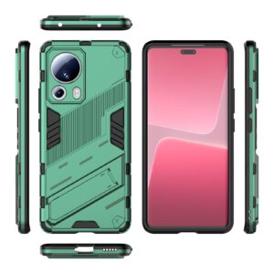 Xiaomi 13 Lite 5G Σκληρή Θήκη Πράσινη Με Σταντ Punk Armor 2 in 1 PC + TPU Shockproof Phone Case with Holder Green
