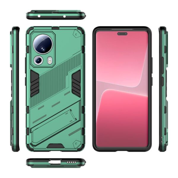 Xiaomi 13 Lite 5G Σκληρή Θήκη Πράσινη Με Σταντ Punk Armor 2 in 1 PC + TPU Shockproof Phone Case with Holder Green
