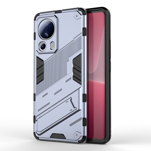 Xiaomi 13 Lite 5G Σκληρή Θήκη Γκρι Με Σταντ Punk Armor 2 in 1 PC + TPU Shockproof Phone Case with Holder Grey