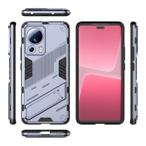 Xiaomi 13 Lite 5G Σκληρή Θήκη Γκρι Με Σταντ Punk Armor 2 in 1 PC + TPU Shockproof Phone Case with Holder Grey
