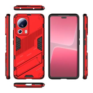 Xiaomi 13 Lite 5G Σκληρή Θήκη Κόκκινη Με Σταντ Punk Armor 2 in 1 PC + TPU Shockproof Phone Case with Holder Red