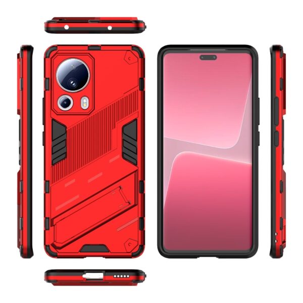 Xiaomi 13 Lite 5G Σκληρή Θήκη Κόκκινη Με Σταντ Punk Armor 2 in 1 PC + TPU Shockproof Phone Case with Holder Red