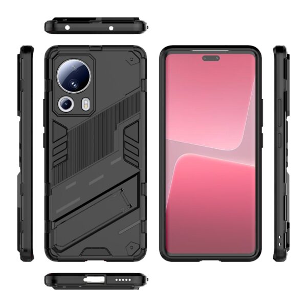Xiaomi 13 Lite 5G Σκληρή Θήκη Μαύρη Με Σταντ Punk Armor 2 in 1 PC + TPU Shockproof Phone Case with Holder Black