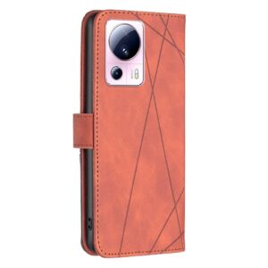 Xiaomi 13 Lite 5G Θήκη Βιβλίο Καφέ Magnetic Buckle Rhombus Texture Phone Case Brown