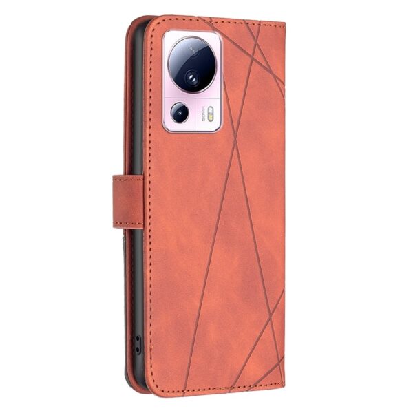 Xiaomi 13 Lite 5G Θήκη Βιβλίο Καφέ Magnetic Buckle Rhombus Texture Phone Case Brown