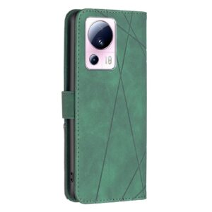 Xiaomi 13 Lite 5G Θήκη Βιβλίο Πράσινο Magnetic Buckle Rhombus Texture Phone Case Green